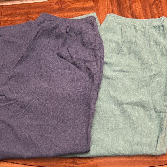 Blair Woman's 26W Lot 2 Elastic Waist Pull On Summer Pants Teal Blue‎ Inseam 28 - Picture 1 of 5